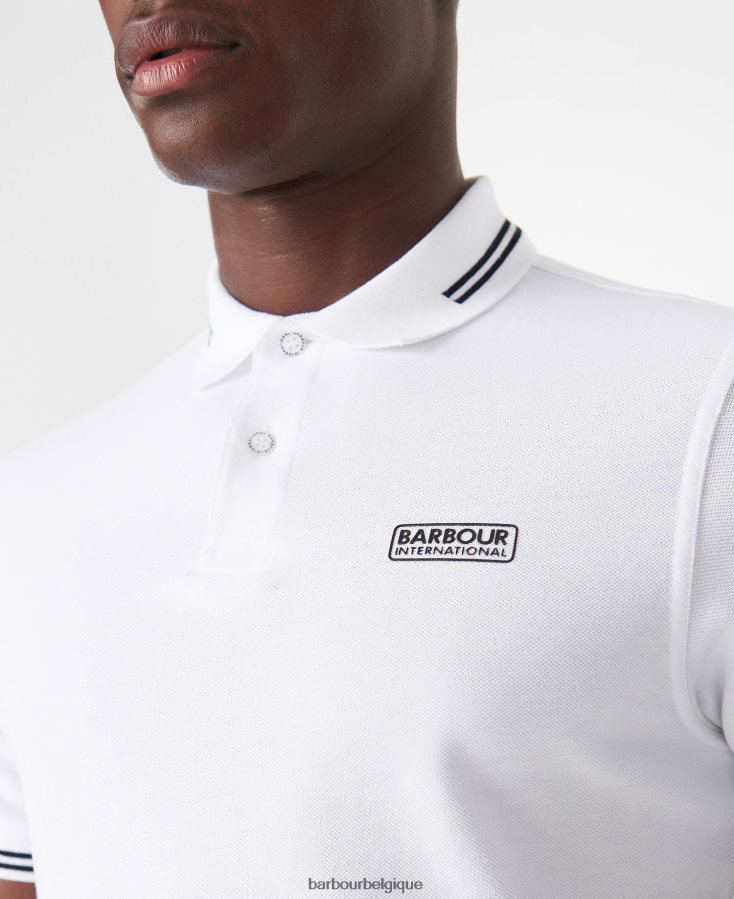 vêtements Barbour polo international liseré essentiel blanc Hommes T2L6ZP571