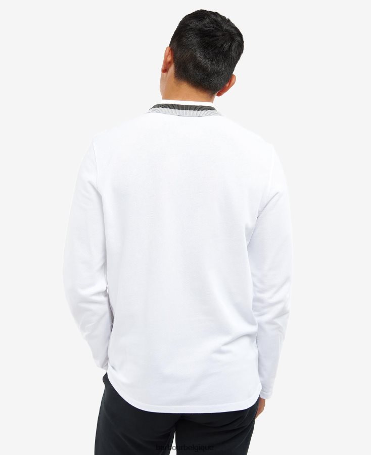 vêtements Barbour polo à manches longues adisham blanc Hommes T2L6ZP741