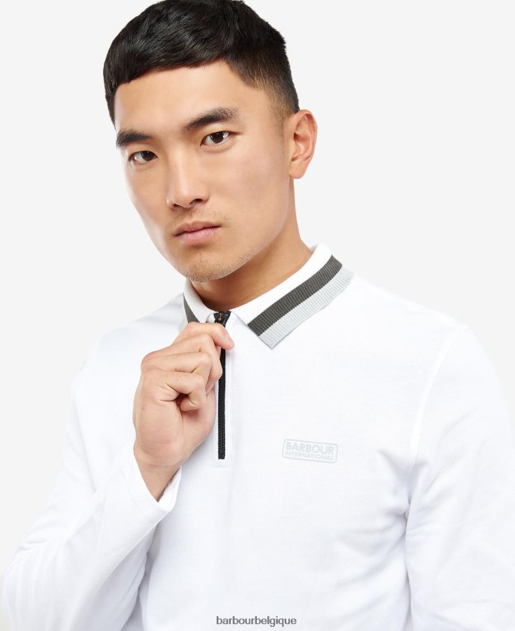 vêtements Barbour polo à manches longues adisham blanc Hommes T2L6ZP741