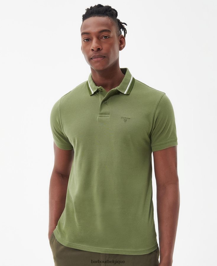 vêtements Barbour polo otterburn olive brûlée Hommes T2L6ZP553