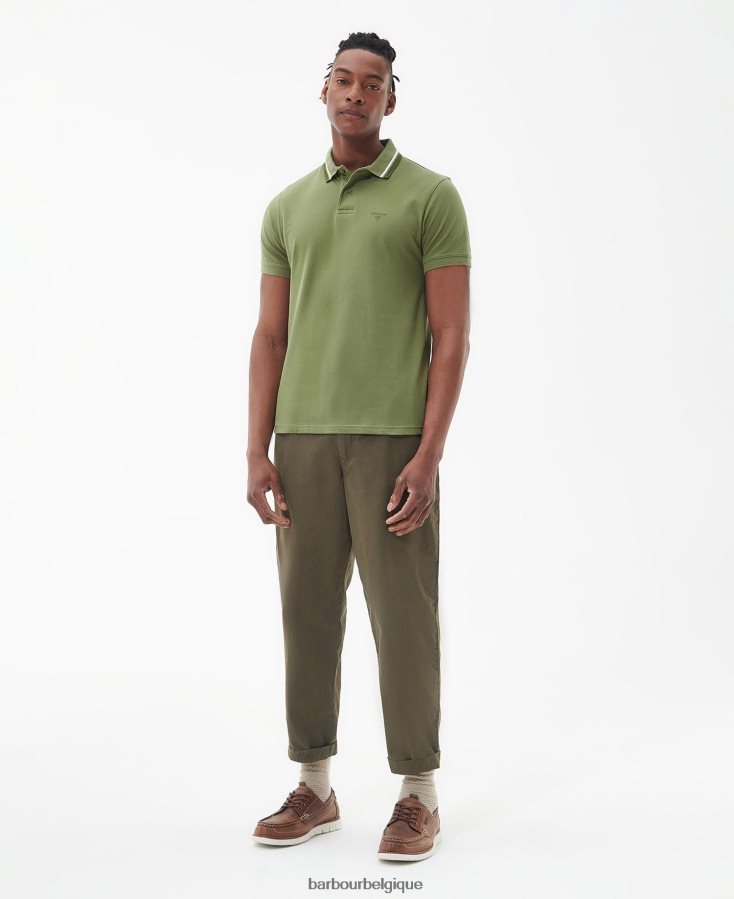 vêtements Barbour polo otterburn olive brûlée Hommes T2L6ZP553