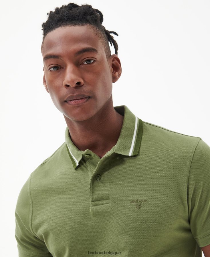 vêtements Barbour polo otterburn olive brûlée Hommes T2L6ZP553