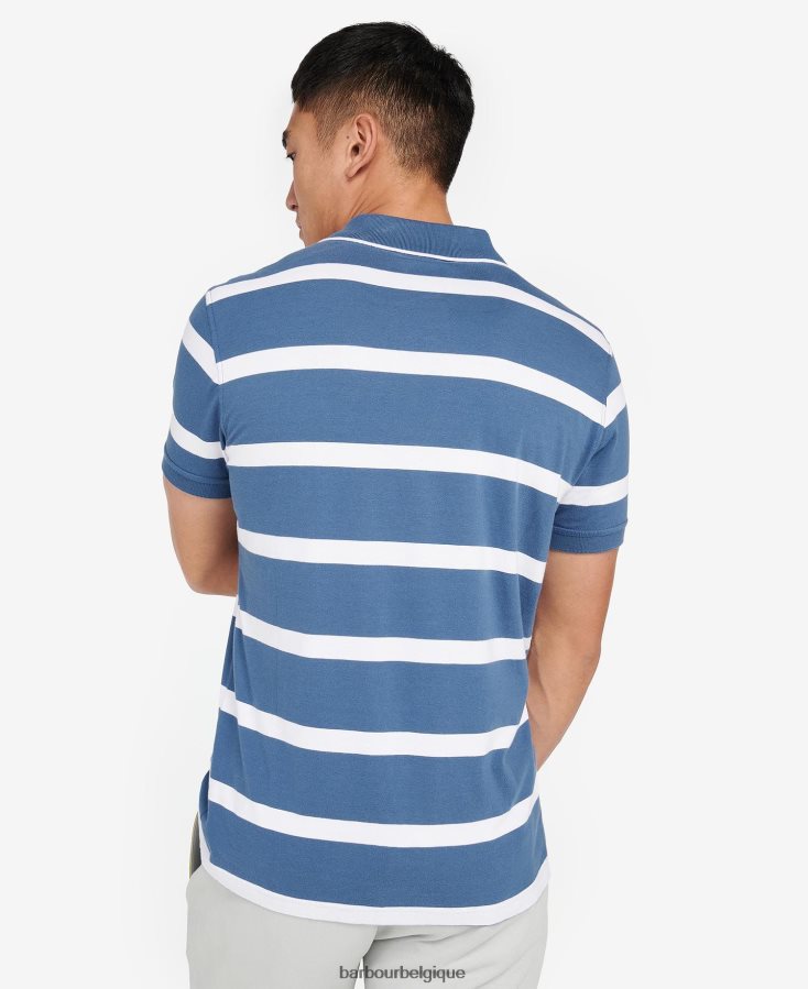 vêtements Barbour polo rayé cobain horizon bleu/blanc Hommes T2L6ZP677