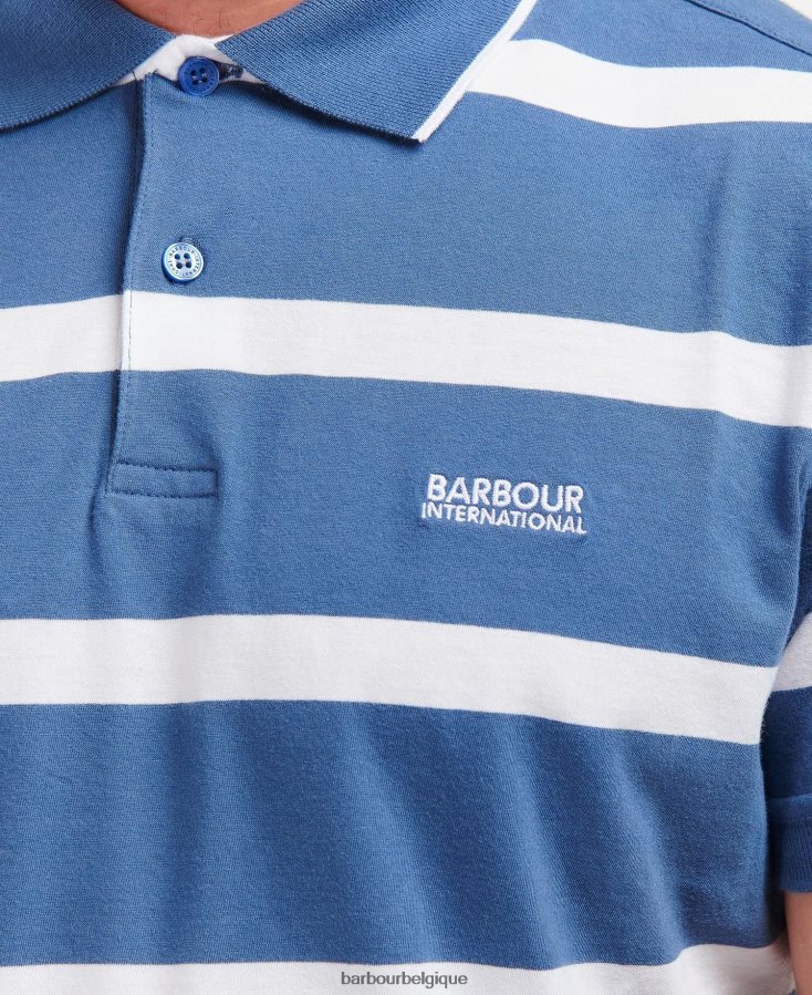vêtements Barbour polo rayé cobain horizon bleu/blanc Hommes T2L6ZP677