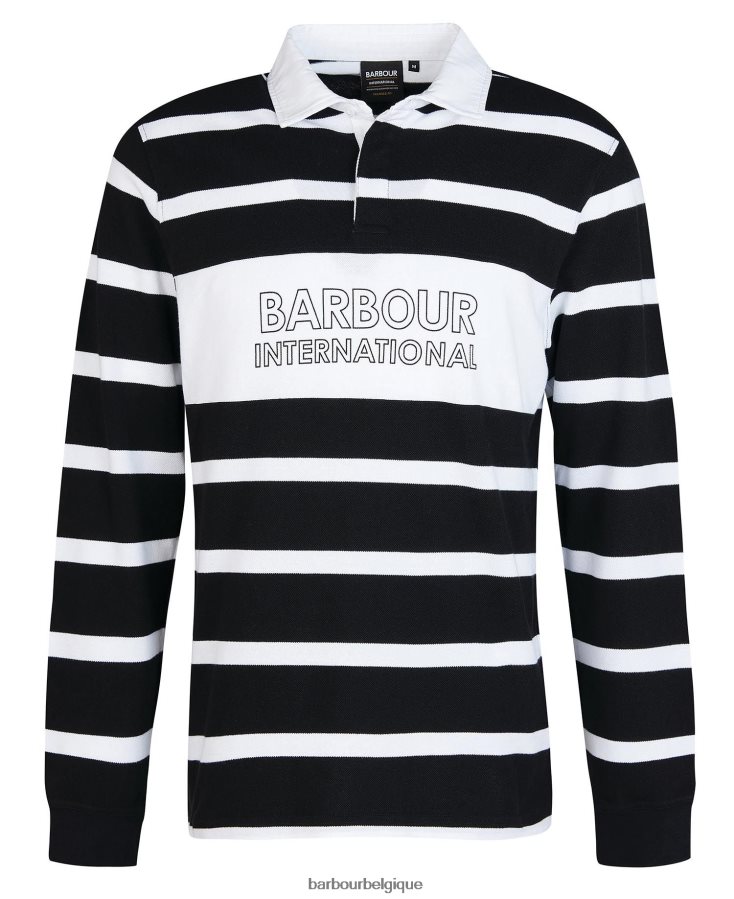 vêtements Barbour polo rayé à manches longues solar noir Hommes T2L6ZP739