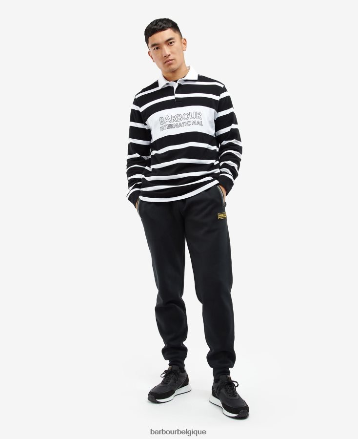 vêtements Barbour polo rayé à manches longues solar noir Hommes T2L6ZP739