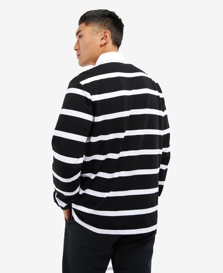 vêtements Barbour polo rayé à manches longues solar noir Hommes T2L6ZP739