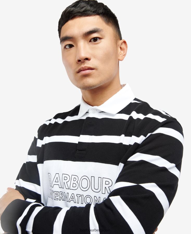 vêtements Barbour polo rayé à manches longues solar noir Hommes T2L6ZP739