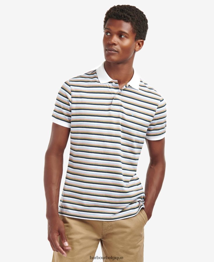 vêtements Barbour polo rayé sandown blanc classique Hommes T2L6ZP642