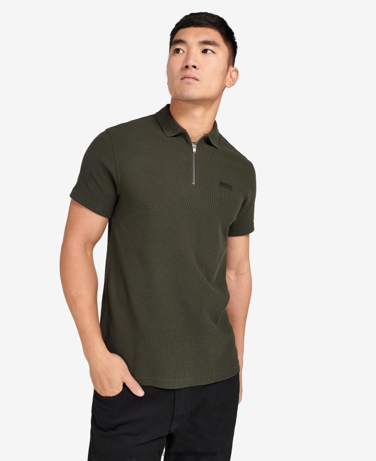 vêtements Barbour polo zippé à jauge forêt Hommes T2L6ZP610