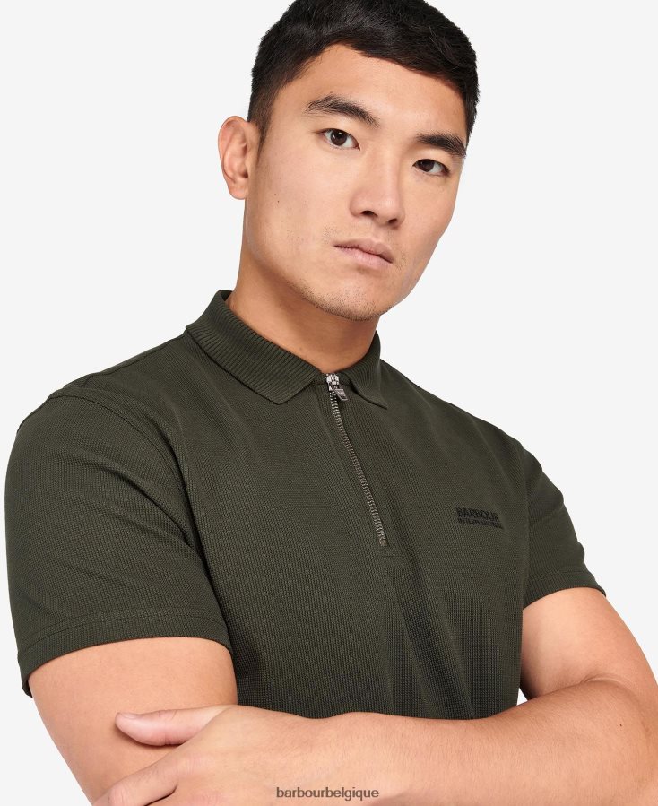vêtements Barbour polo zippé à jauge forêt Hommes T2L6ZP610