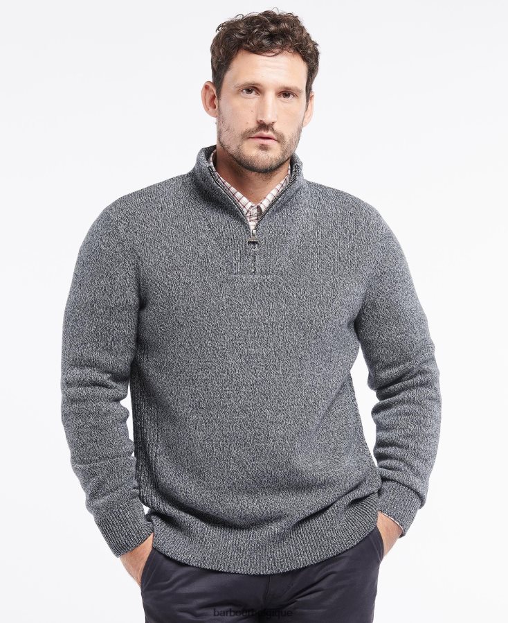 vêtements Barbour demi-fermeture éclair en coton twist nelson marine Hommes T2L6ZP1101