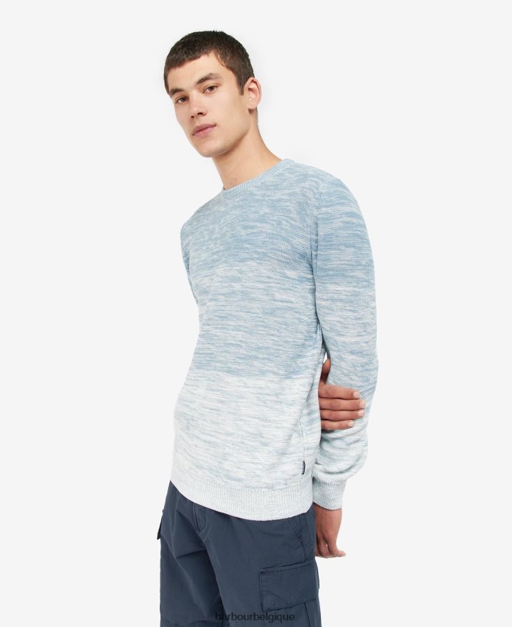 vêtements Barbour pull à col ras du cou en maille ombre brading poudre bleue Hommes T2L6ZP1123