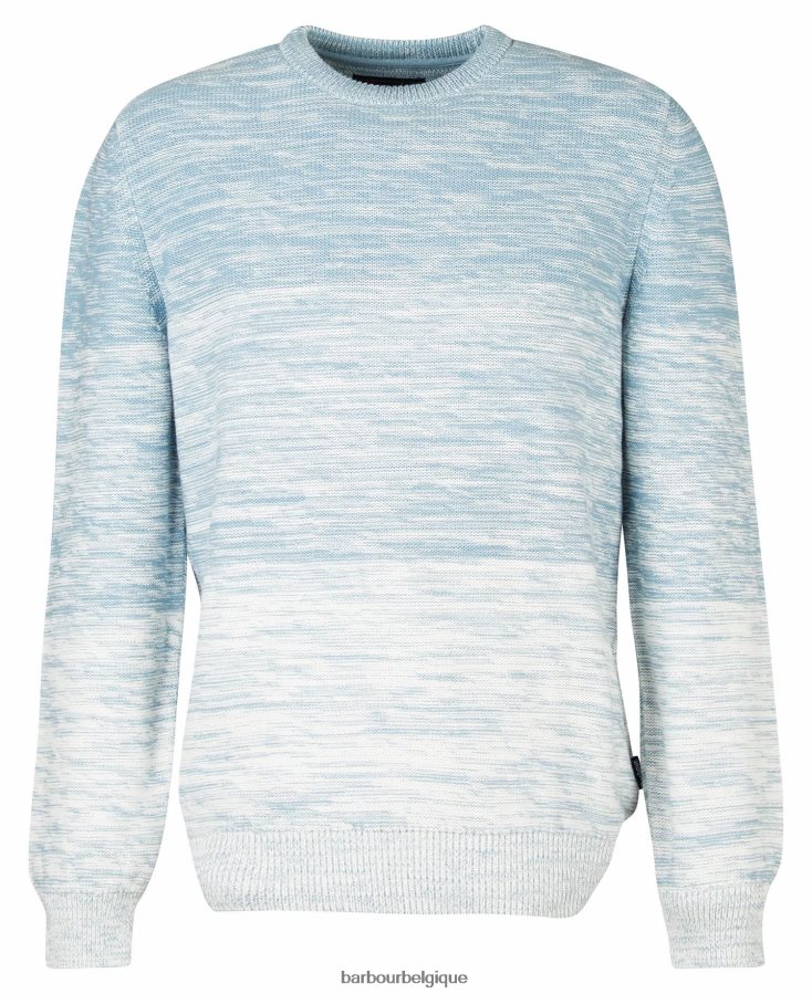 vêtements Barbour pull à col ras du cou en maille ombre brading poudre bleue Hommes T2L6ZP1123