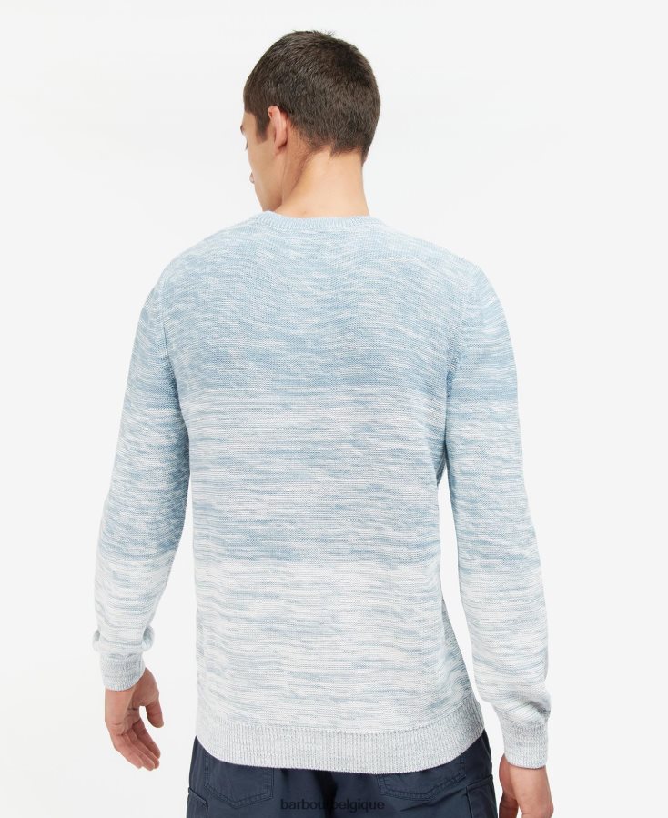 vêtements Barbour pull à col ras du cou en maille ombre brading poudre bleue Hommes T2L6ZP1123