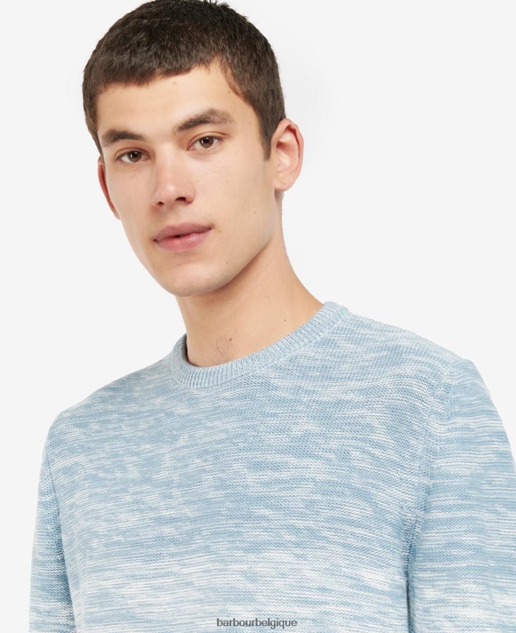 vêtements Barbour pull à col ras du cou en maille ombre brading poudre bleue Hommes T2L6ZP1123