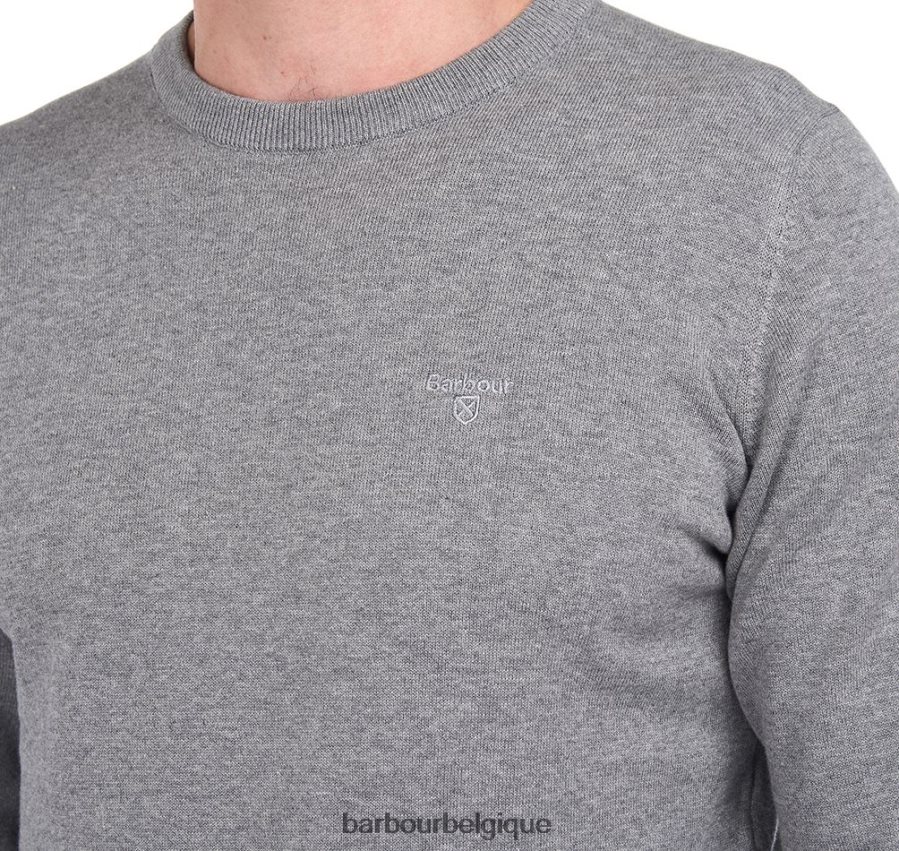 vêtements Barbour pull à col rond en coton pima blanc antique Hommes T2L6ZP1083