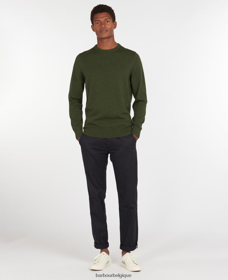 vêtements Barbour pull à col rond en coton pima gris Hommes T2L6ZP1080