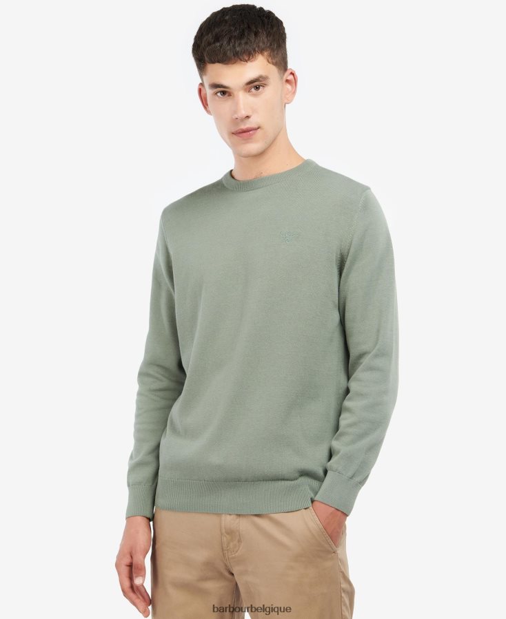 vêtements Barbour pull à col rond en coton pima vert agave Hommes T2L6ZP1102