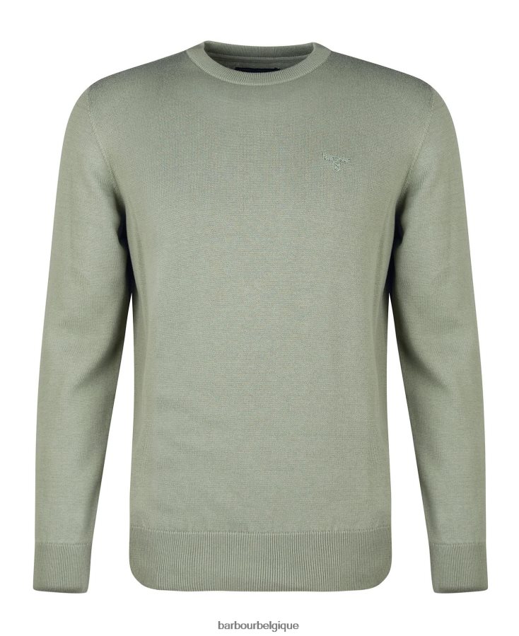 vêtements Barbour pull à col rond en coton pima vert agave Hommes T2L6ZP1102
