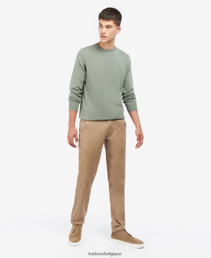 vêtements Barbour pull à col rond en coton pima vert agave Hommes T2L6ZP1102