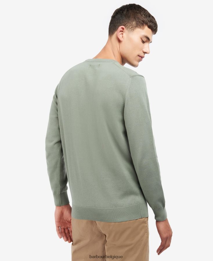 vêtements Barbour pull à col rond en coton pima vert agave Hommes T2L6ZP1102