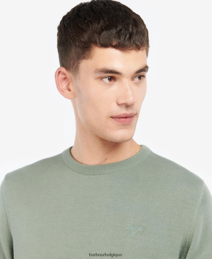 vêtements Barbour pull à col rond en coton pima vert agave Hommes T2L6ZP1102