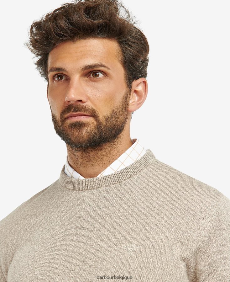 vêtements Barbour pull à col rond en maille firle marne olive Hommes T2L6ZP1110