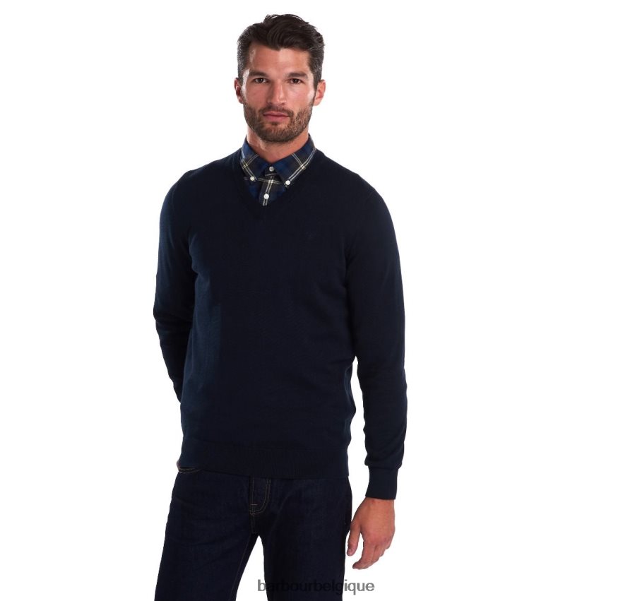 vêtements Barbour pull col v en coton pima cobalight marne Hommes T2L6ZP1087