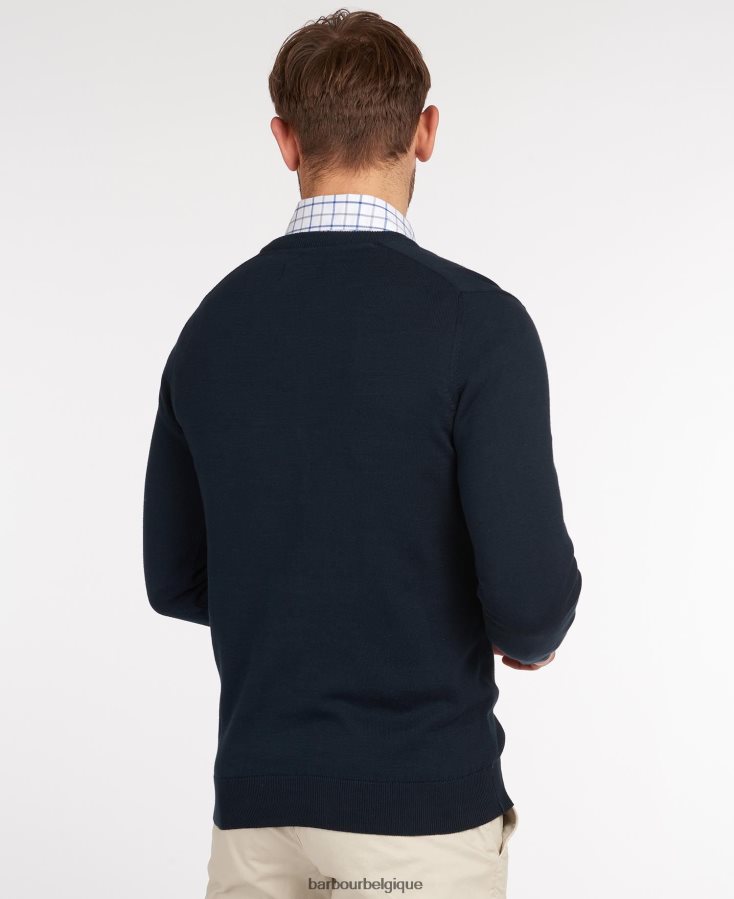 vêtements Barbour pull col v en coton pima cobalight marne Hommes T2L6ZP1087