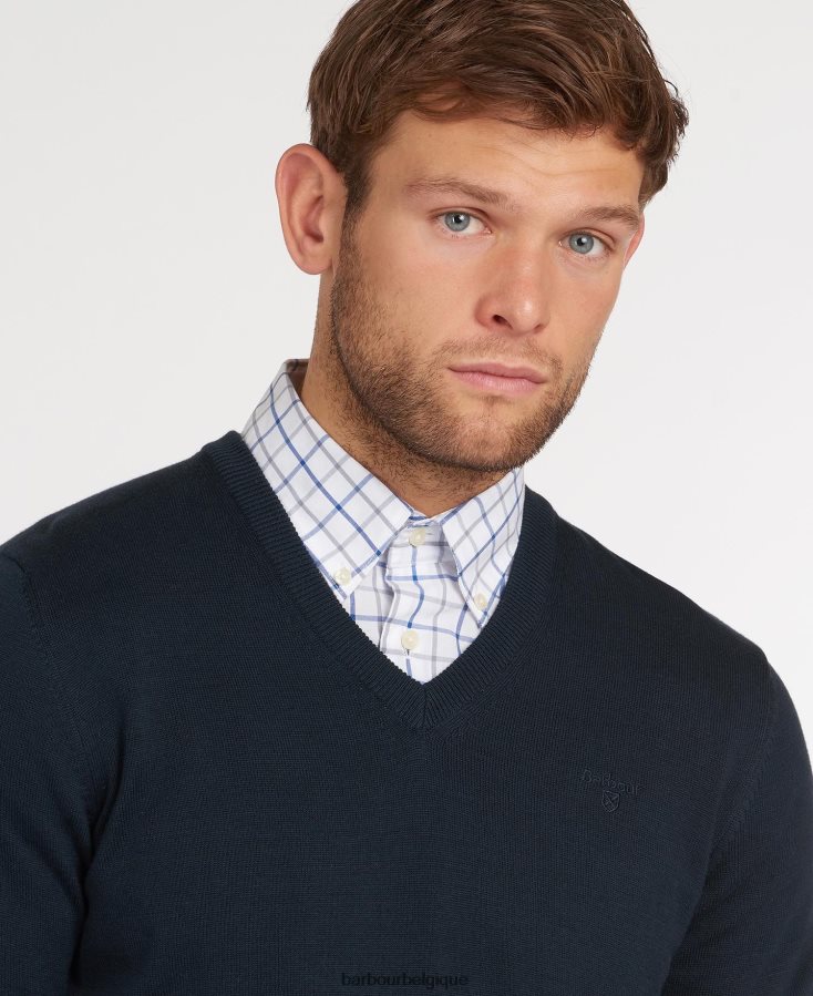 vêtements Barbour pull col v en coton pima cobalight marne Hommes T2L6ZP1087