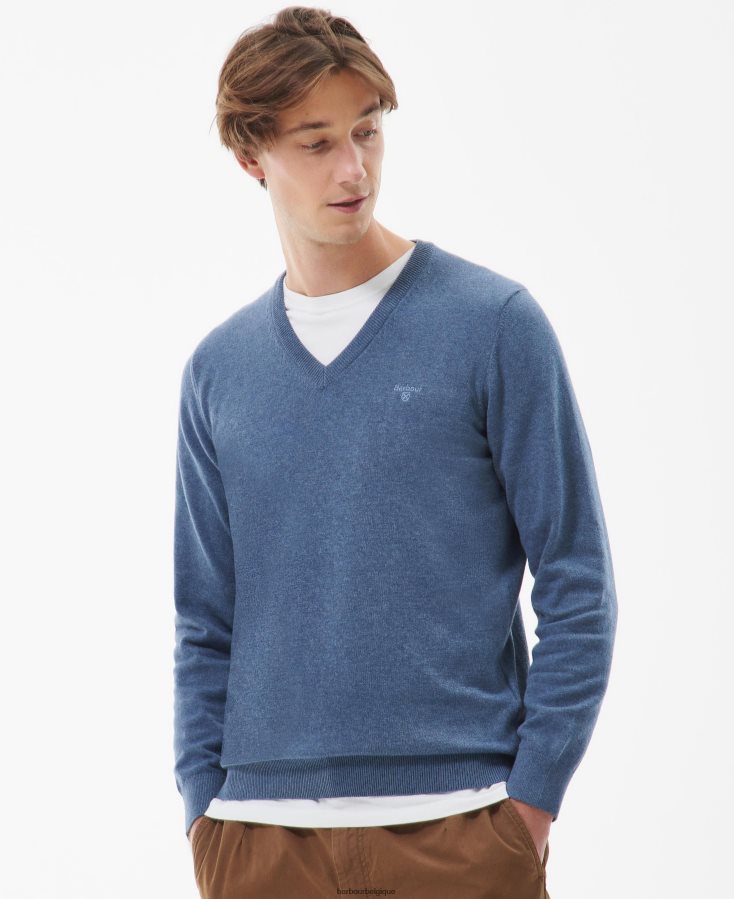 vêtements Barbour pull col v en coton pima cobalight marne Hommes T2L6ZP1097
