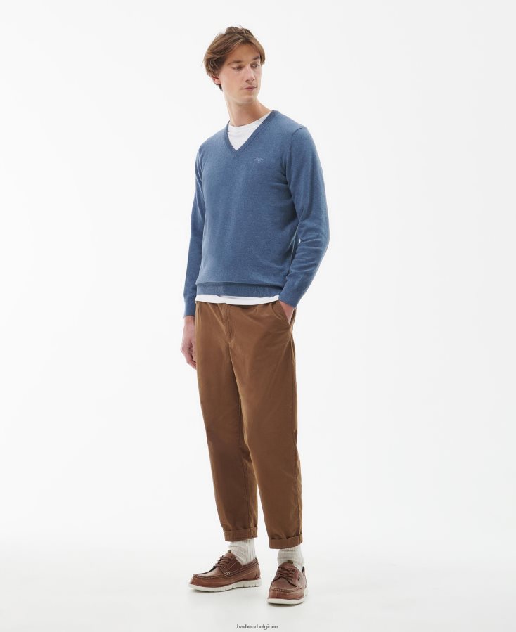 vêtements Barbour pull col v en coton pima cobalight marne Hommes T2L6ZP1097