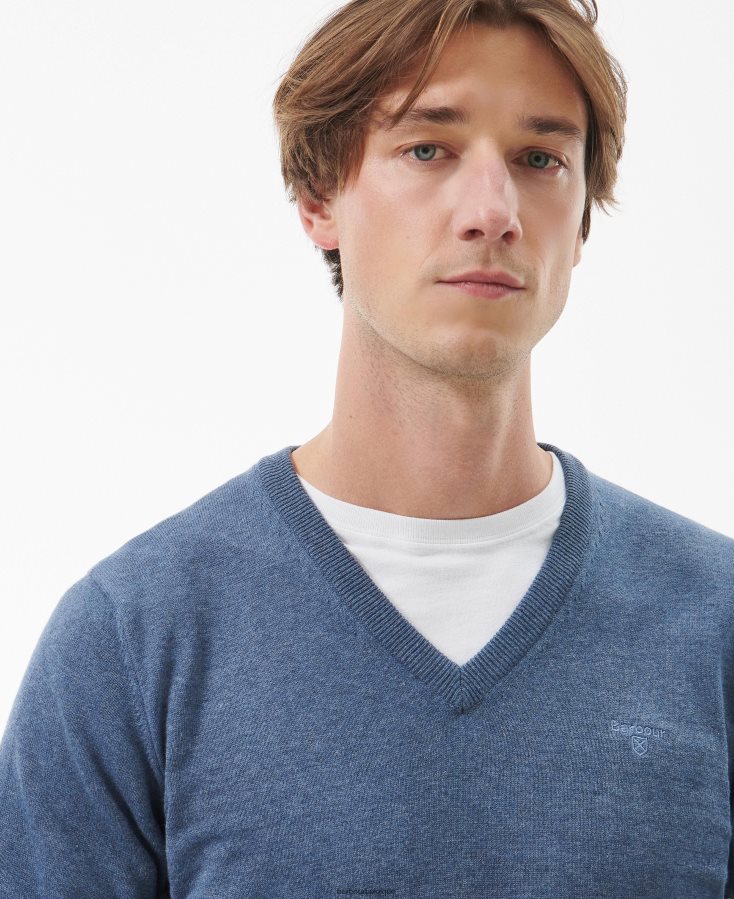 vêtements Barbour pull col v en coton pima cobalight marne Hommes T2L6ZP1097