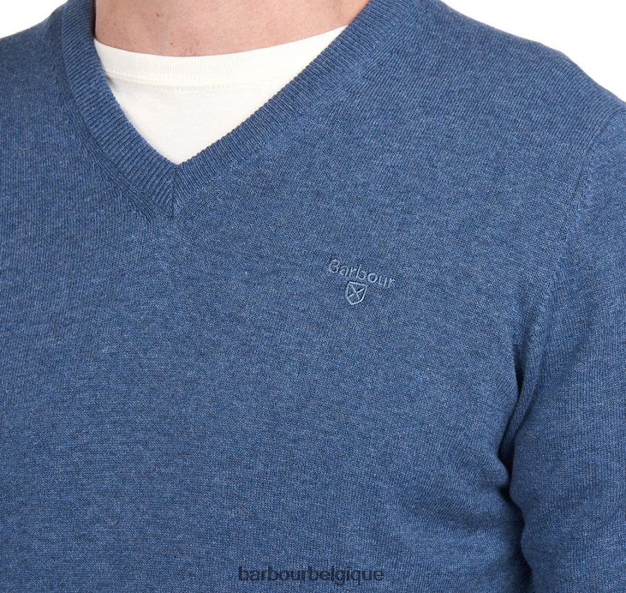 vêtements Barbour pull col v en coton pima cobalight marne Hommes T2L6ZP1097