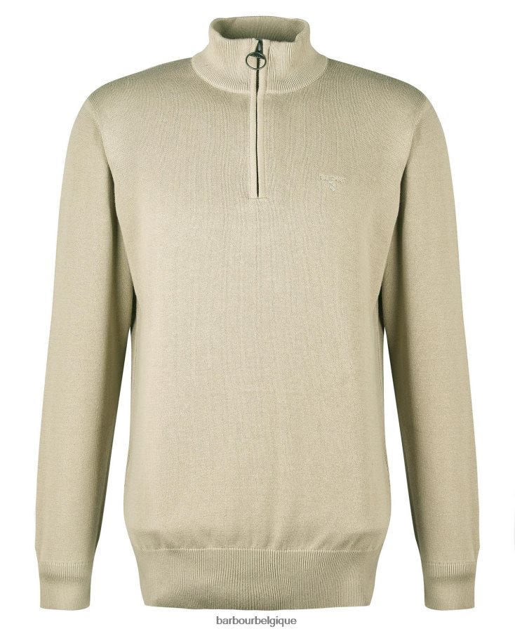 vêtements Barbour pull demi-zip en coton gris chiné Hommes T2L6ZP1078