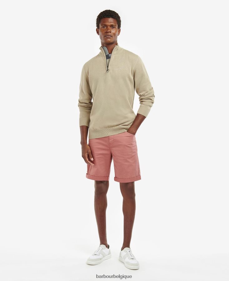 vêtements Barbour pull demi-zip en coton gris chiné Hommes T2L6ZP1078