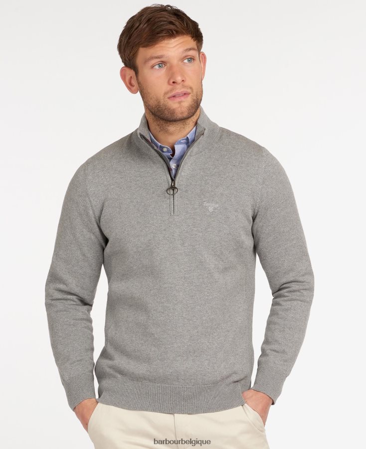 vêtements Barbour pull demi-zip en coton marine Hommes T2L6ZP1085