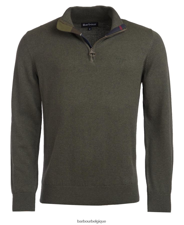 vêtements Barbour pull demi-zip en coton marne olive Hommes T2L6ZP1073