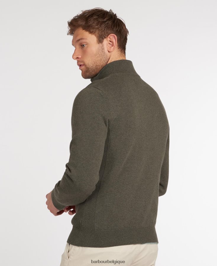 vêtements Barbour pull demi-zip en coton marne olive Hommes T2L6ZP1073
