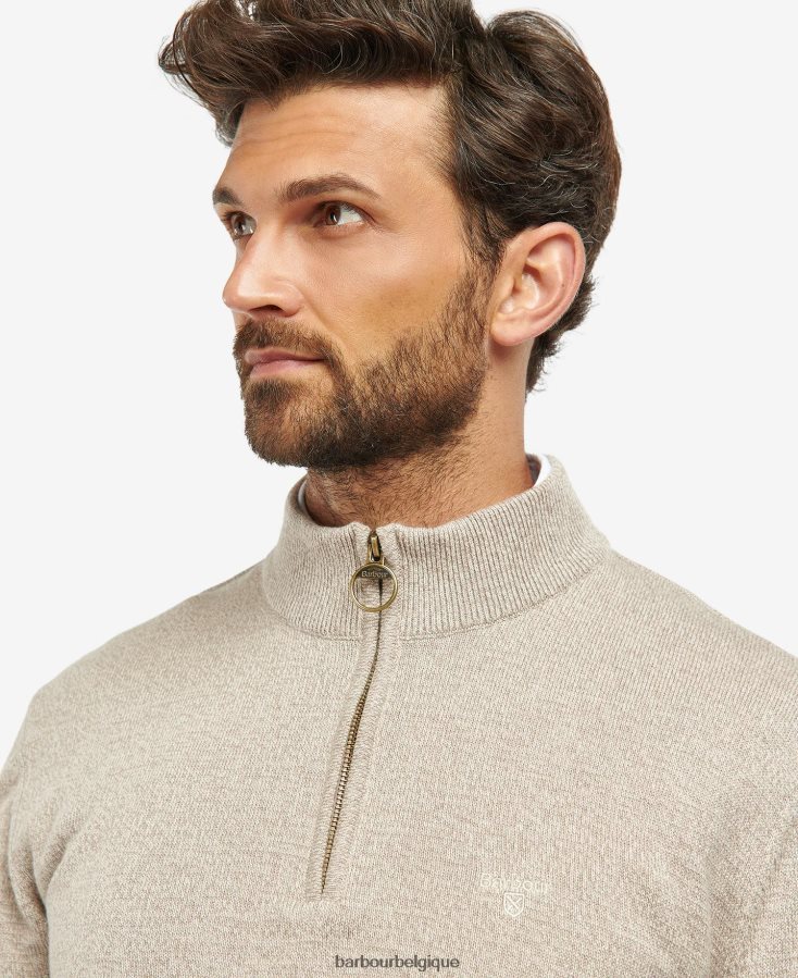 vêtements Barbour pull à demi-zip en maille firle marne olive Hommes T2L6ZP1077