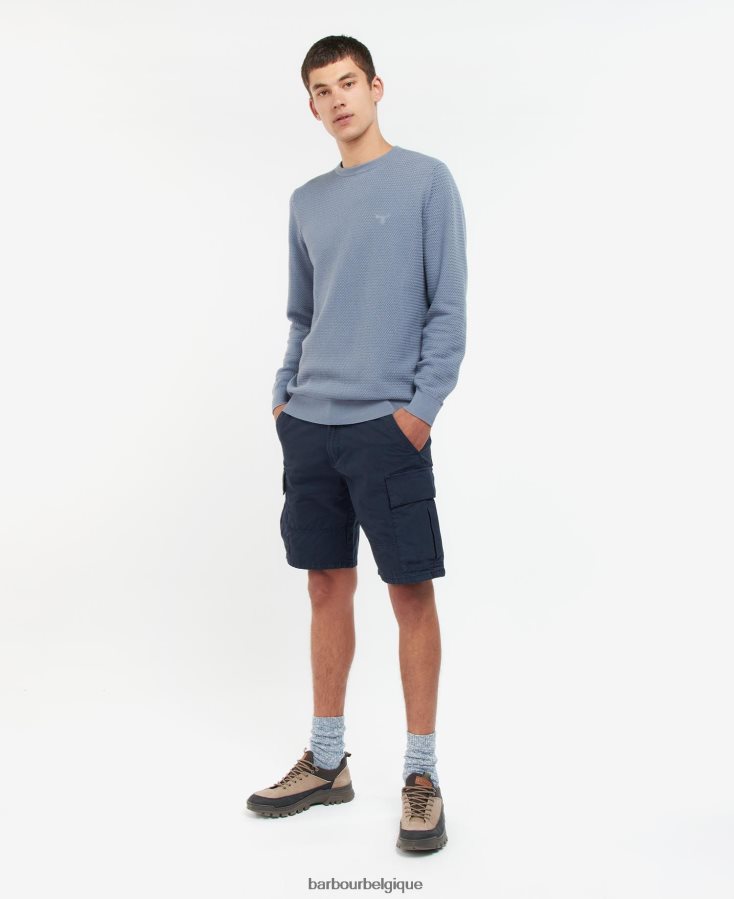 vêtements Barbour pull fleming à col rond bleu lavé Hommes T2L6ZP1093