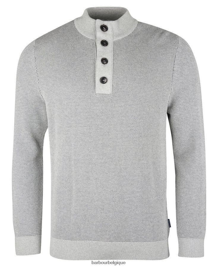 vêtements Barbour pull malcolm à demi bouton gris chiné Hommes T2L6ZP1108