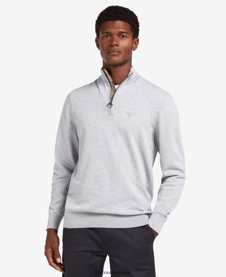 vêtements Barbour sweat en maille à demi-zip taines bleu lavé Hommes T2L6ZP1092