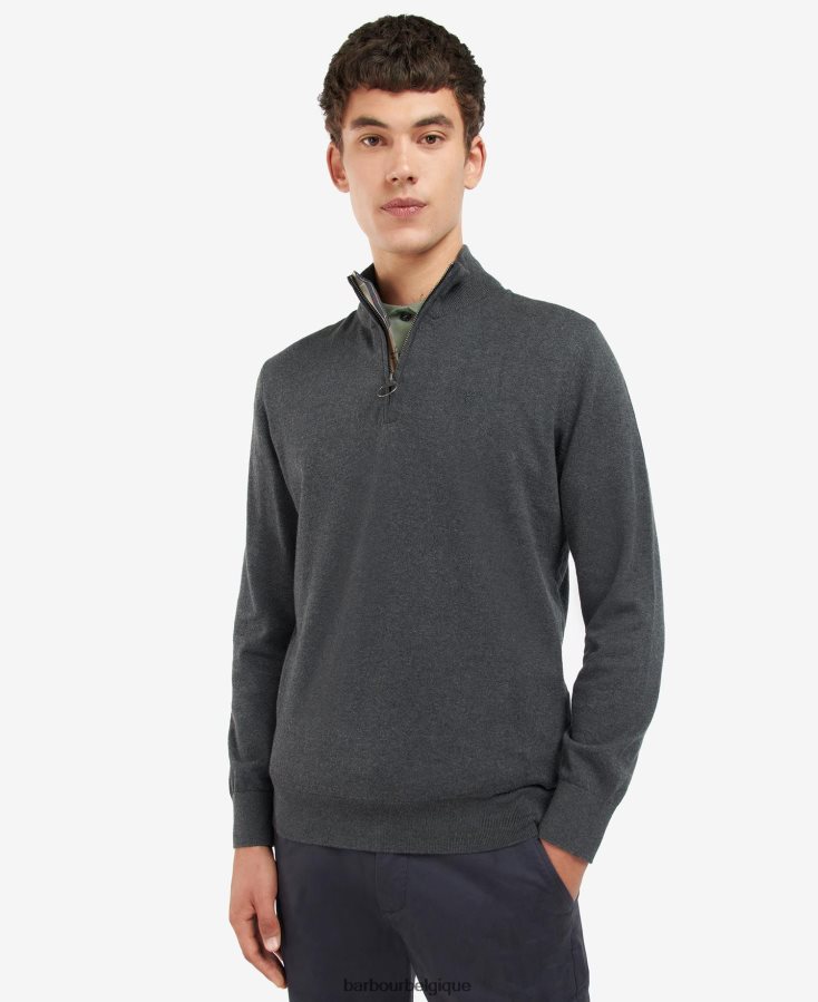 vêtements Barbour sweat en maille à demi-zip taines bleu lavé Hommes T2L6ZP1100