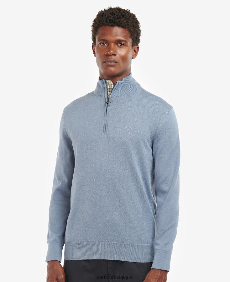 vêtements Barbour sweat en maille à demi-zip taines bleu lavé Hommes T2L6ZP1113
