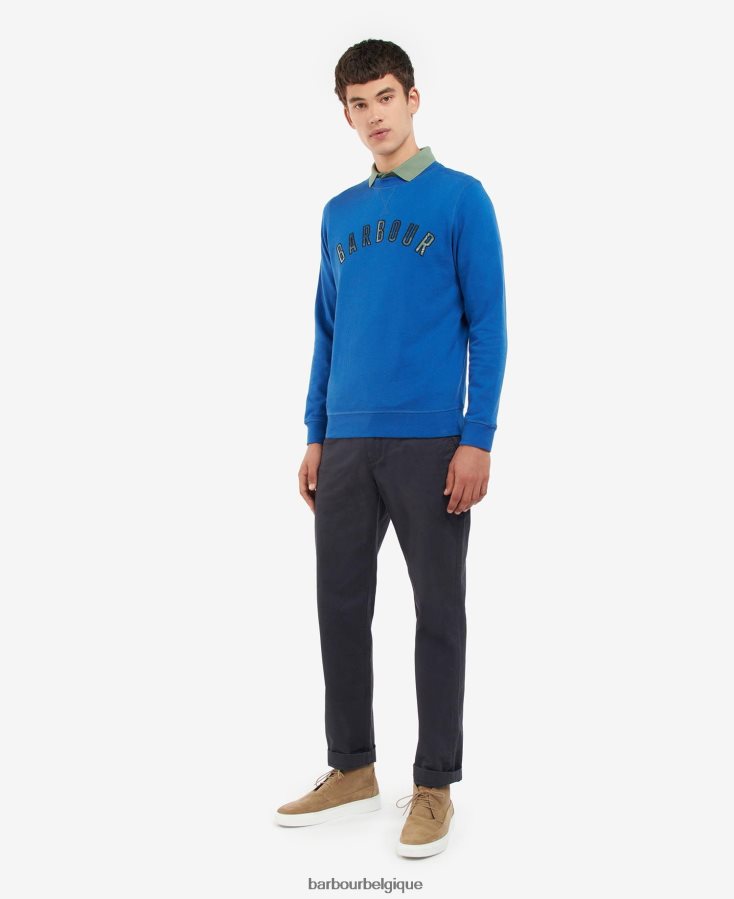vêtements Barbour pull ras du cou debson bleu monaco Hommes T2L6ZP1034