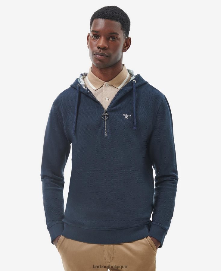 vêtements Barbour sweat à capuche demi-zip haverigg marine classique Hommes T2L6ZP985