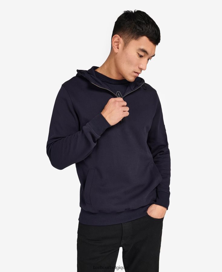 vêtements Barbour sweat à capuche mi-zippé Hoxton ciel de nuit Hommes T2L6ZP1064