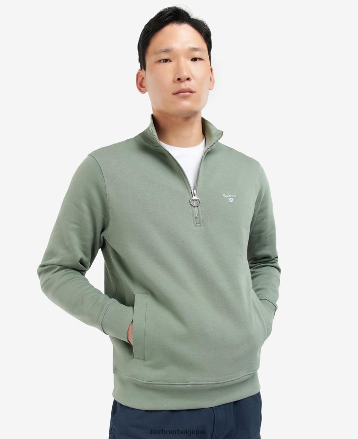 vêtements Barbour sweat à demi-zip barbur rothley vert agave Hommes T2L6ZP1061